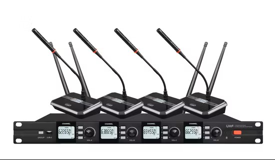 Wireless gooseneck microphone 1 receiver 4 transmitters